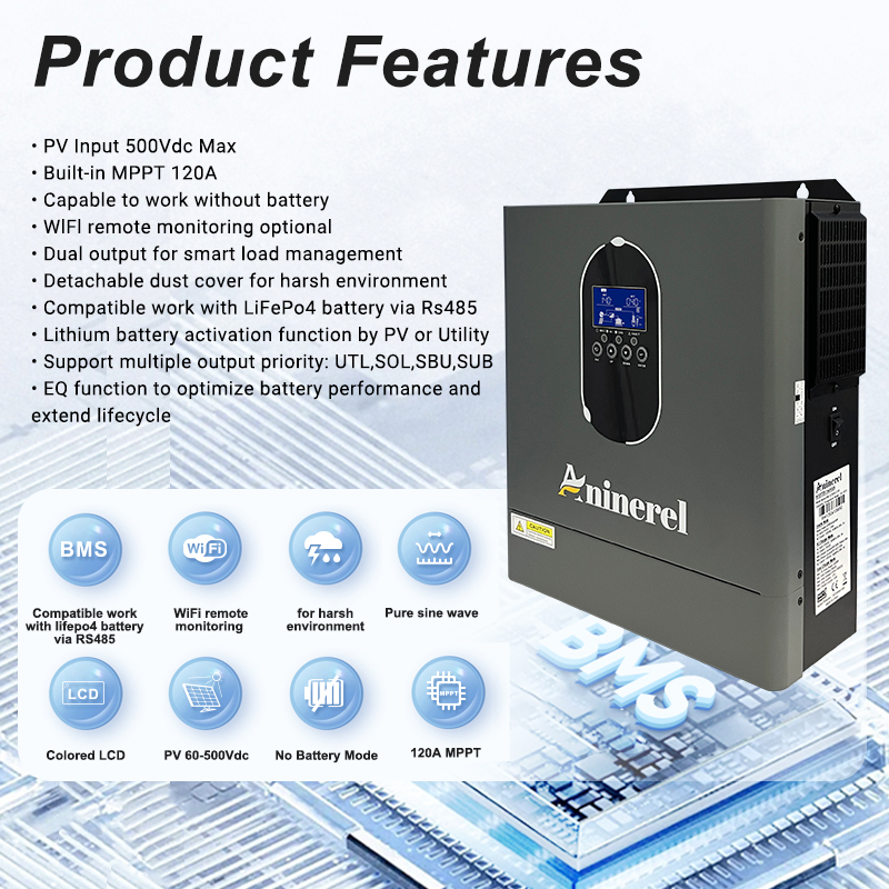 Inversor solar híbrido Aninere - Mppt Charge Controller reseña y precio